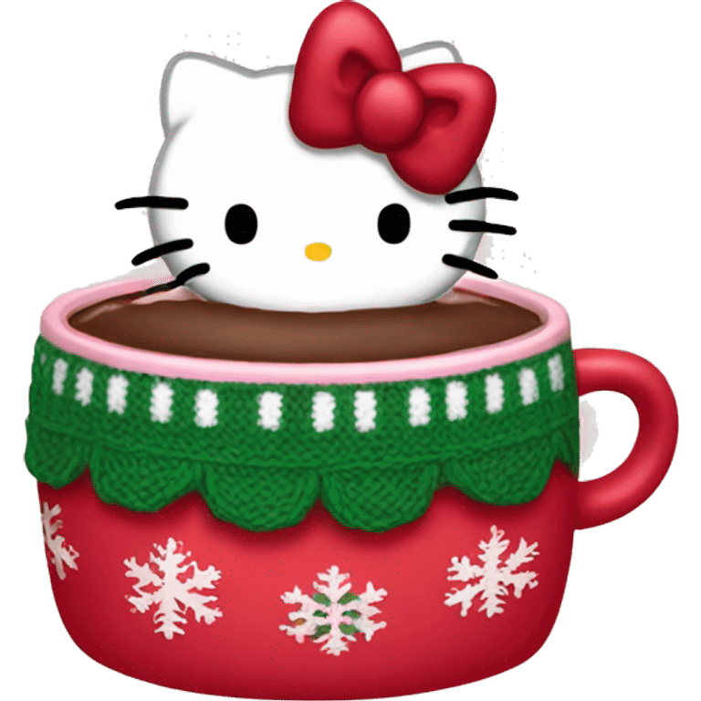 Hello kitty with hot chocolate and Christmas sweater  emoji