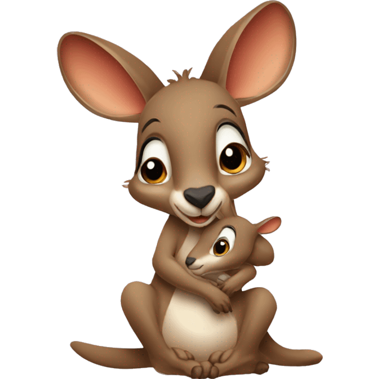 Mother kangaroo having baby kangroo in pocket emoji