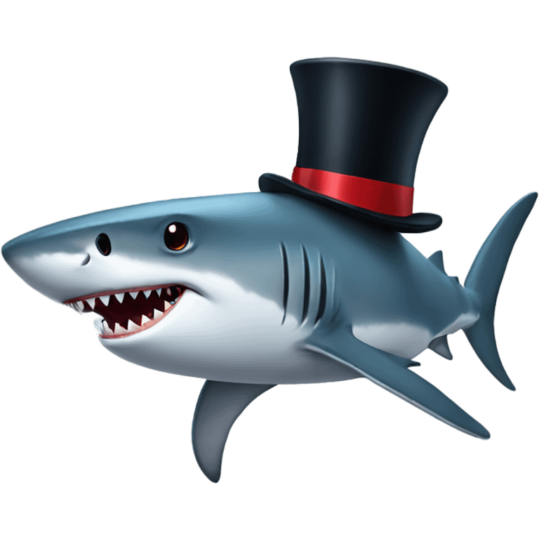 Shark with a top hat emoji