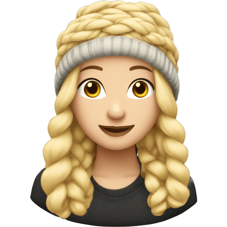  Blonde braided hair in beanie hat emoji