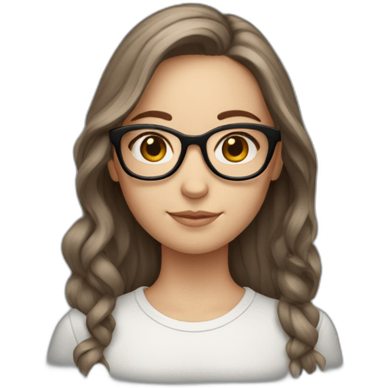 Young white girl with middle brown hair and glasses emoji