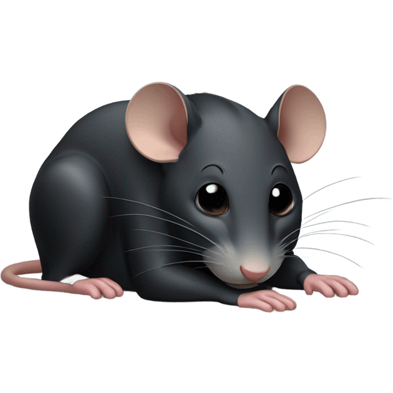 sleeping unhappy black rat laying on back emoji