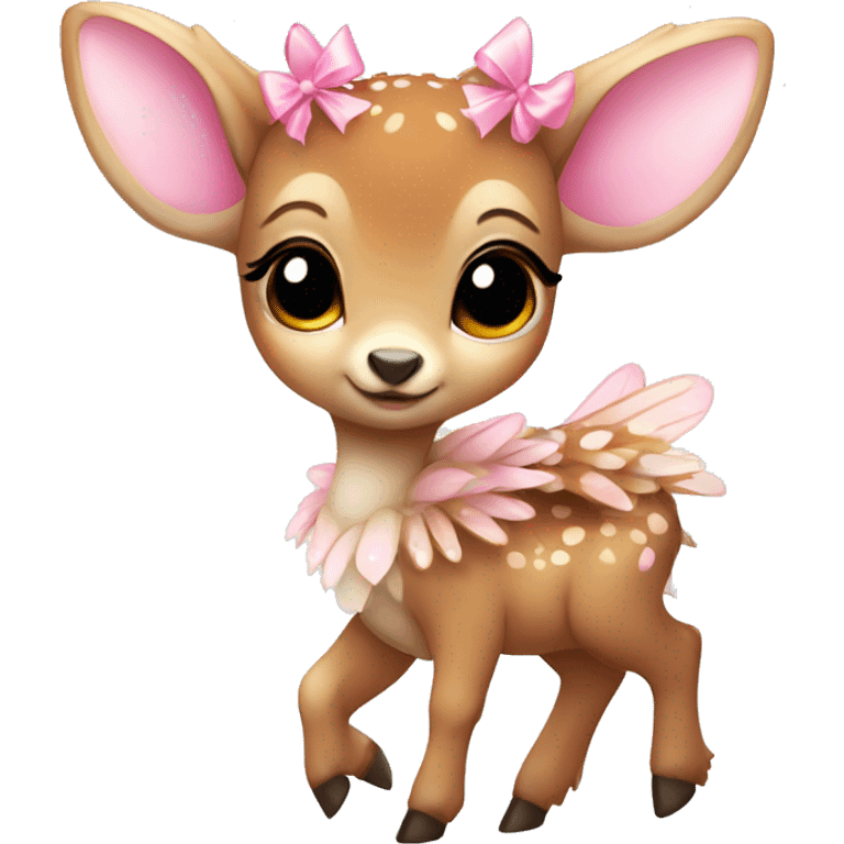 baby deer with fairy wings and a pink bow around its neck  emoji