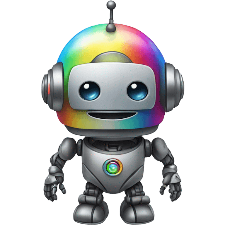 cute robot under the rainbow emoji