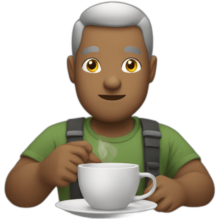 a pebble drinking tea emoji