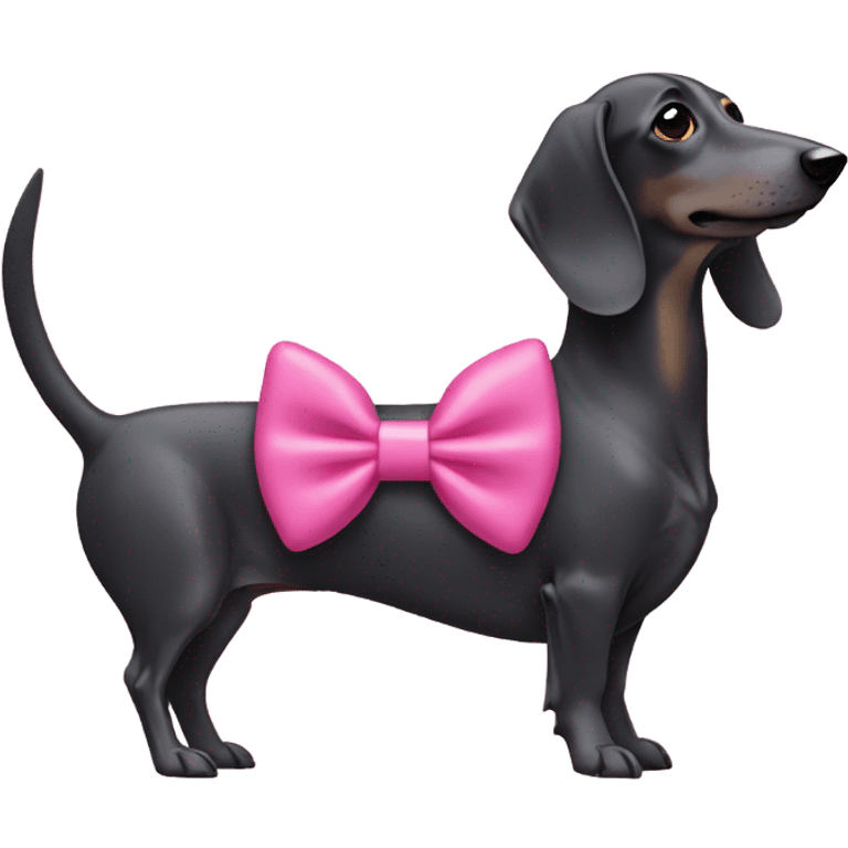 Sausage dog wearing a pink bow emoji