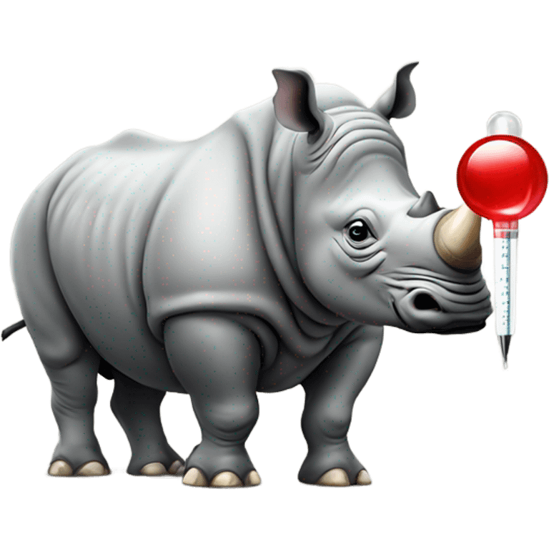 Rhino with thermometer in his mouth emoji