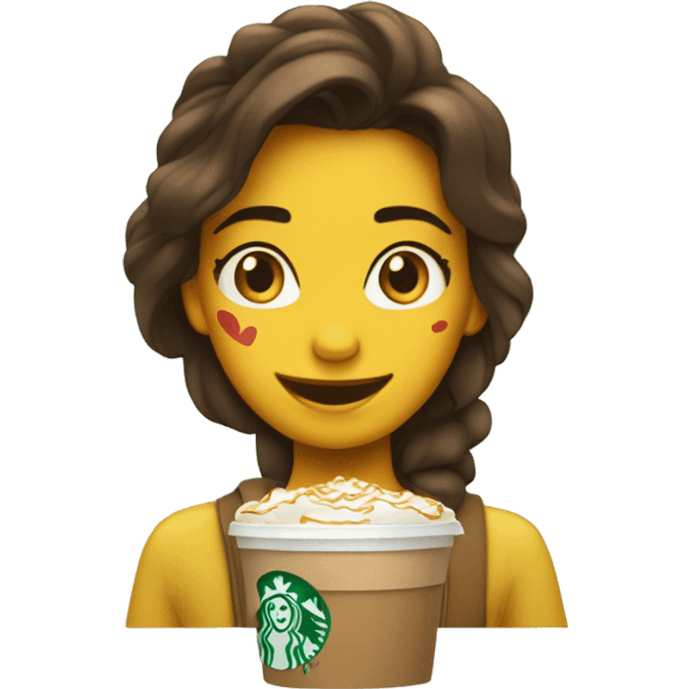 Chica bebiendo sturbucks disney emoji