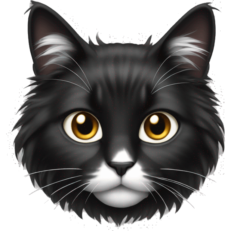 long haired cat black with white spot emoji