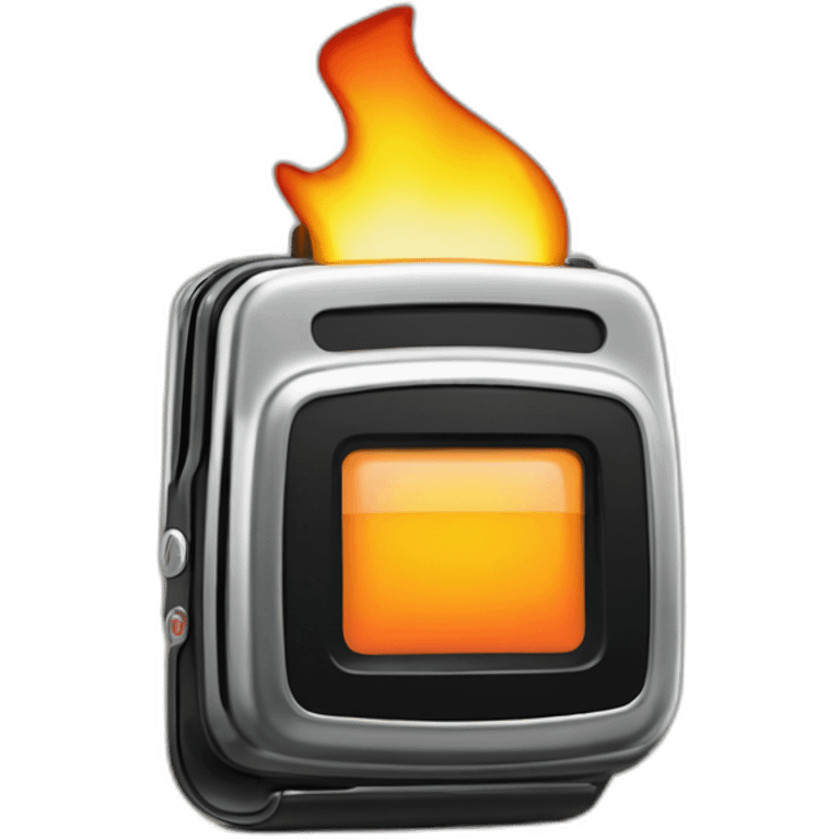 retro style beeper pager inside of a flame emoji