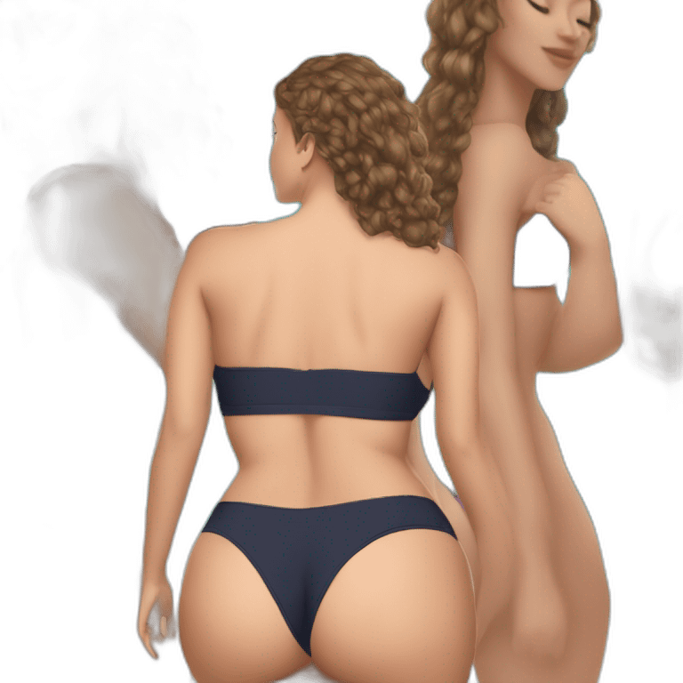 Slim-thicc Caucasian woman bikini pose (behind view) emoji