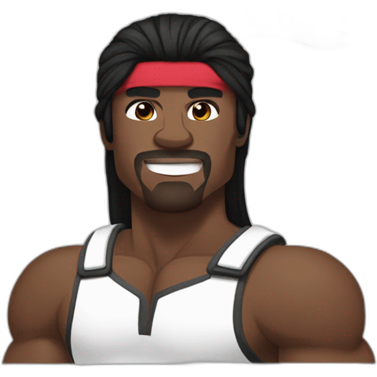 Terry crews muscular with long straight black hair and flag headband emoji