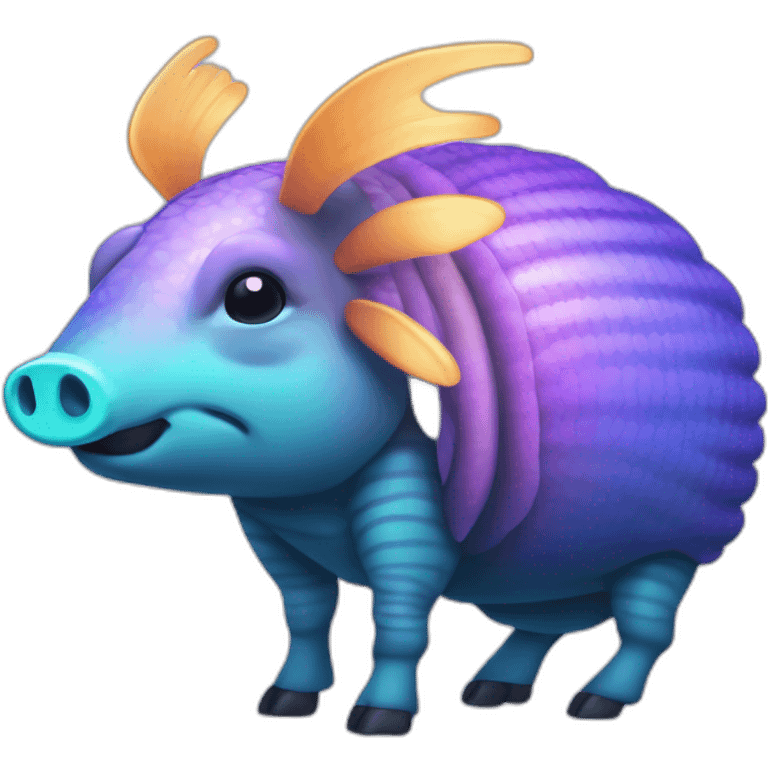 Iridescent spotted striped cyan purple gradient pig armadillo cow centipede insect emoji