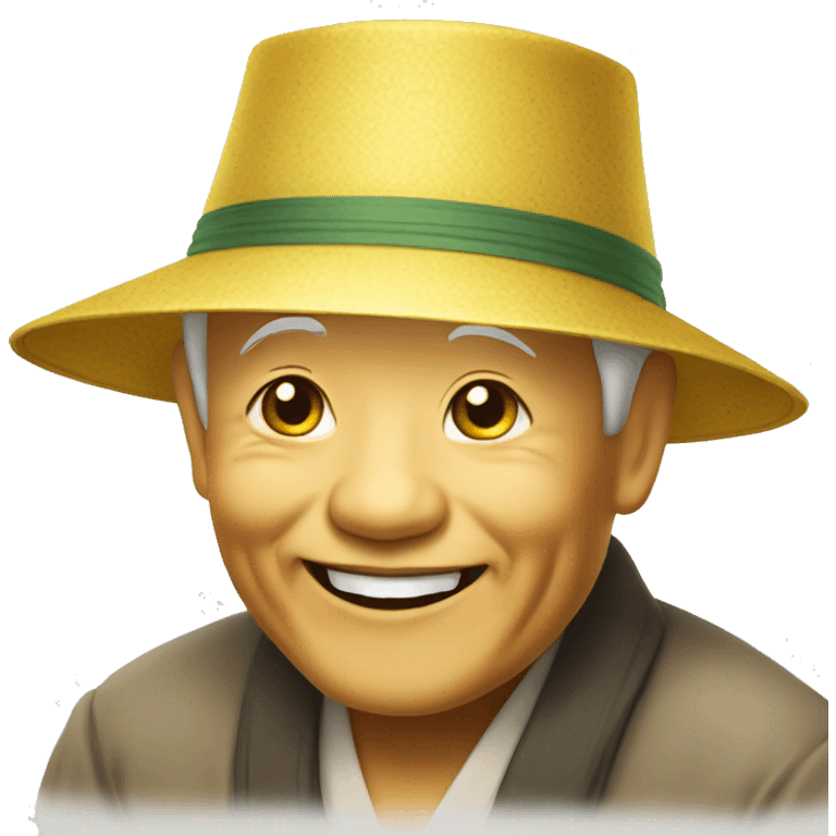 yellow smiling old Vietnamese man with traditional Vietnamese hat emoji