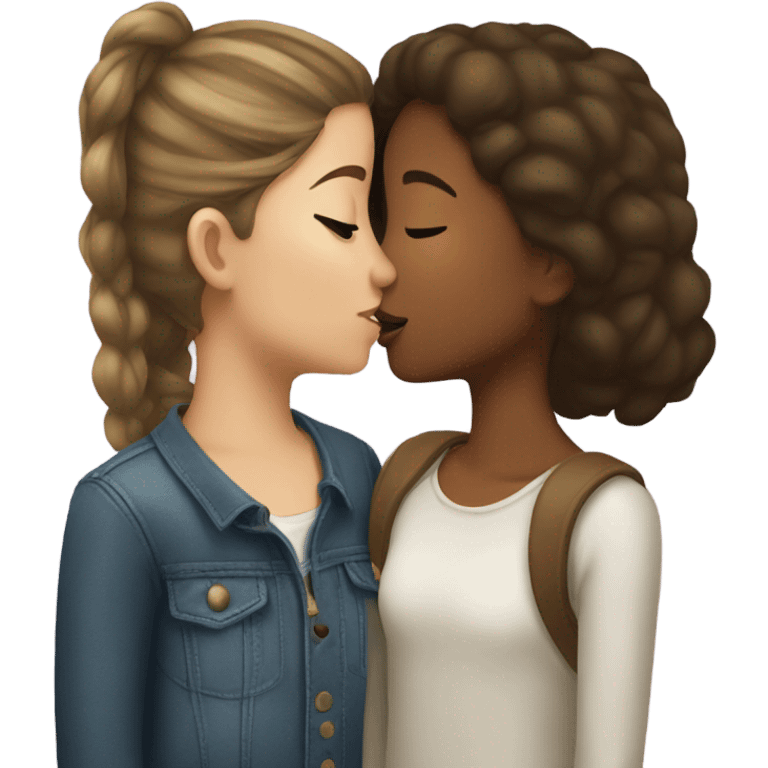 Girl kissing another girl emoji