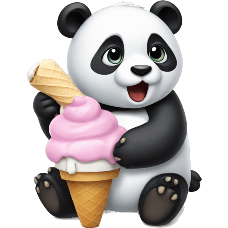 Panda eating ice cream emoji