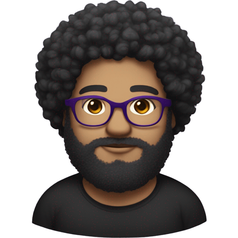 fat bearded lightskin with curly afro and glasses. give him a BLACK shirt and a little bit of freckles and give him like a purple aura around him with the words MAX AURA above him. emoji