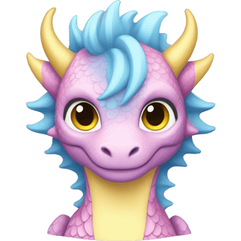 pink, blue and yellow pastel dragon female  emoji