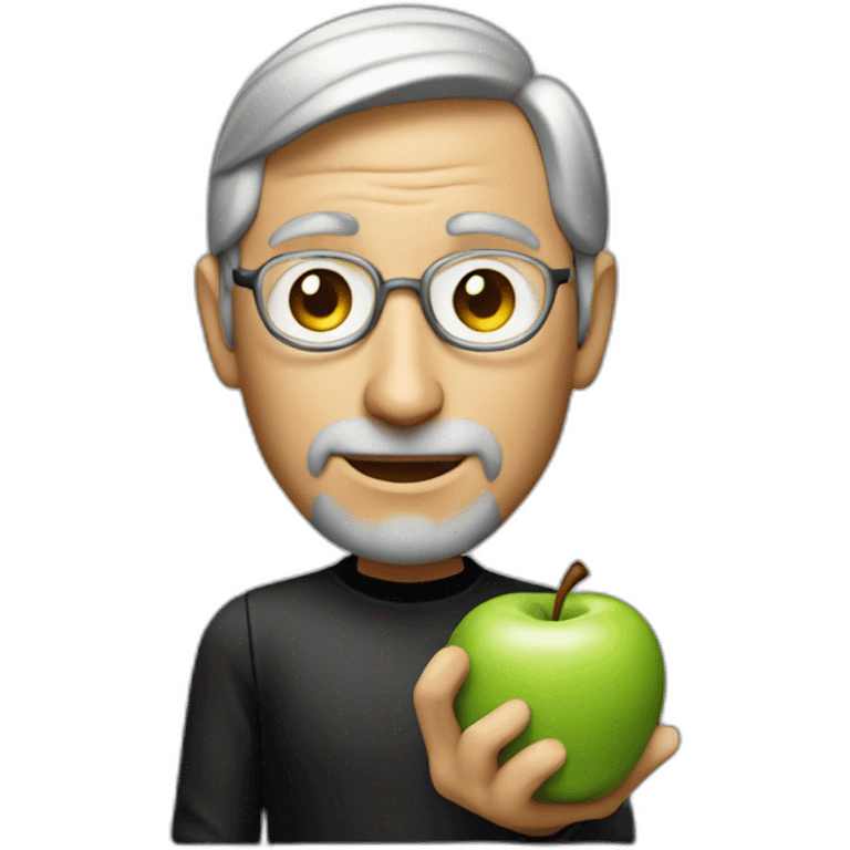 Steve Jobs holding an apple in his hand emoji