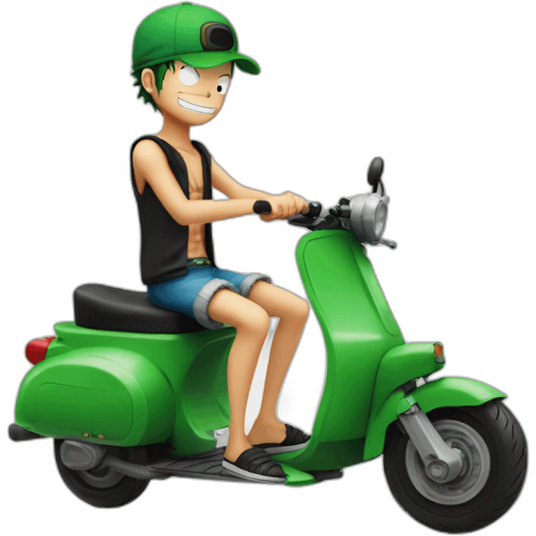 Luffy zoro sur un scooters emoji