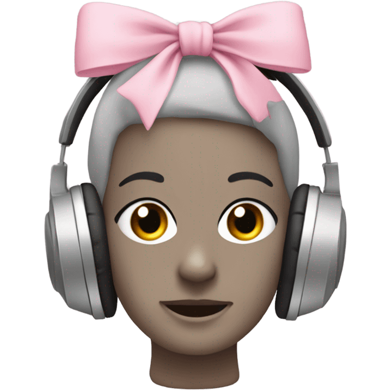 light grey full head headphones with light pink bows on the bit that goes on your ear emoji