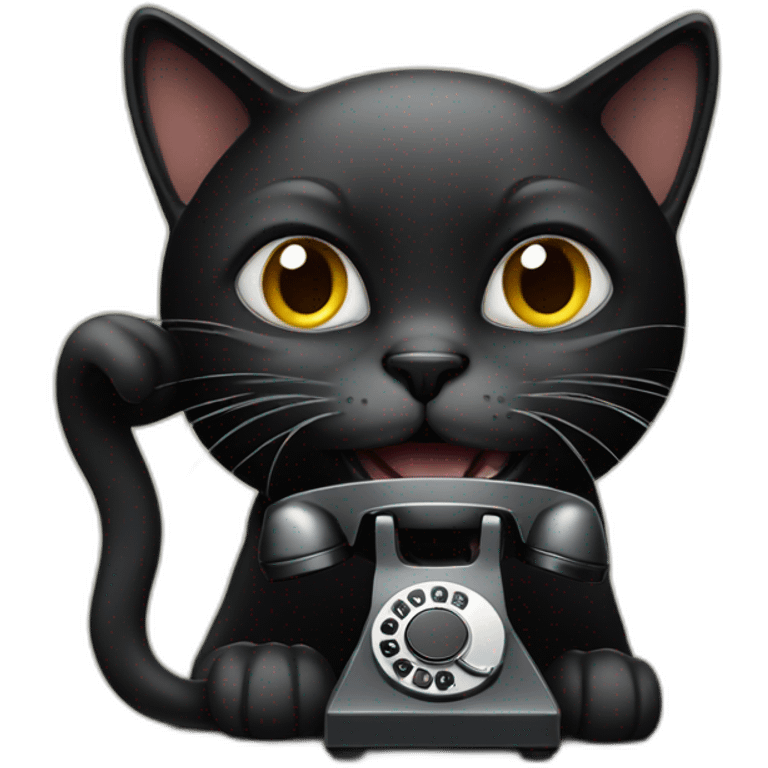 black-cat-with-old-phone emoji