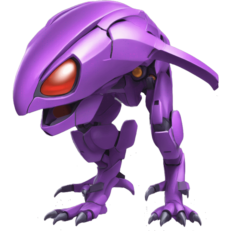 a Genesect-Raptor-Fakémon—hybrid with a futuristic visor-helmet full body emoji