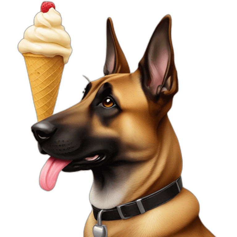 Malinois dog sucking ice cream emoji