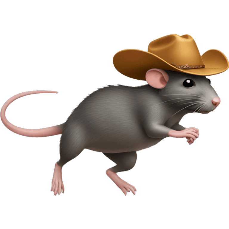 running rat with  cowboy hat emoji