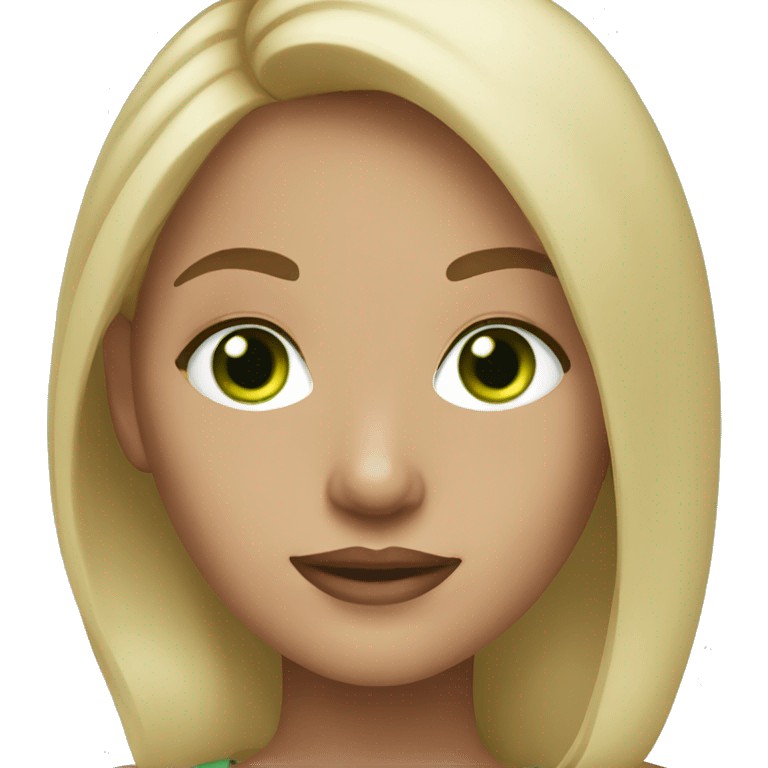 Woman darkblonde hair Green eyes light Skin  emoji