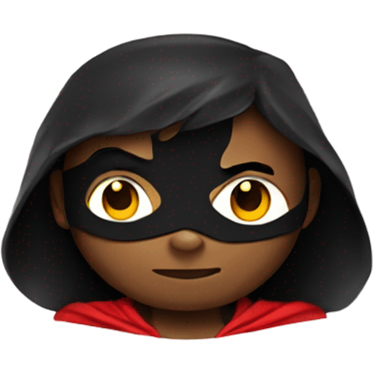 A superhero with a black and red costume wearing a cape emoji