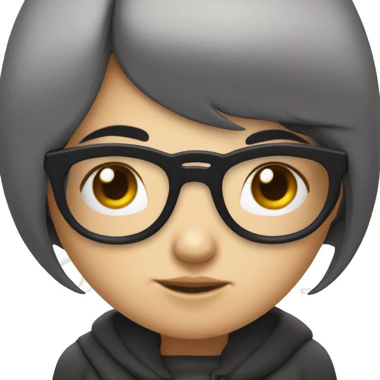 Cute Shy girl with black hair and glasses emoji