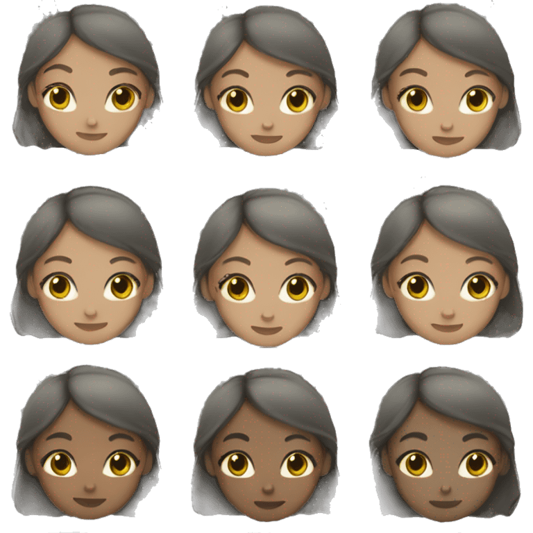 Girl with dark brown hair, light skin, grey-green hair and light skin  emoji