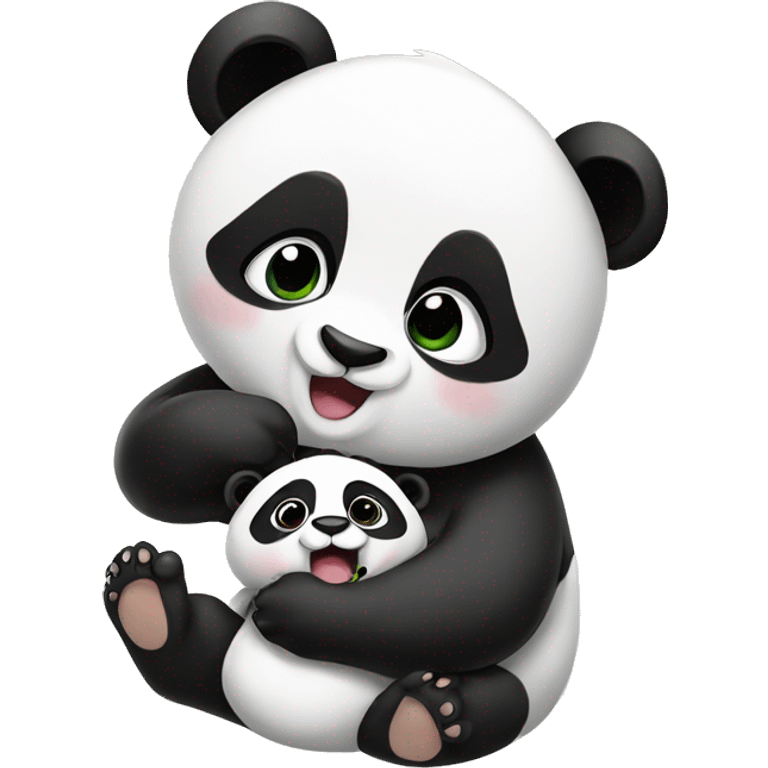 Panda holding a baby panda emoji