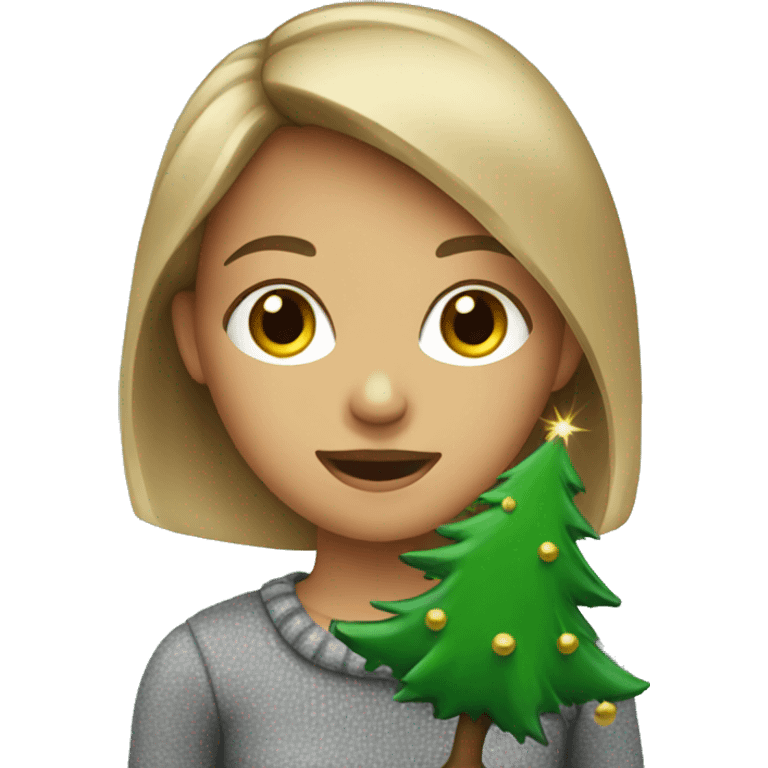 Girl with a Christmas tree emoji