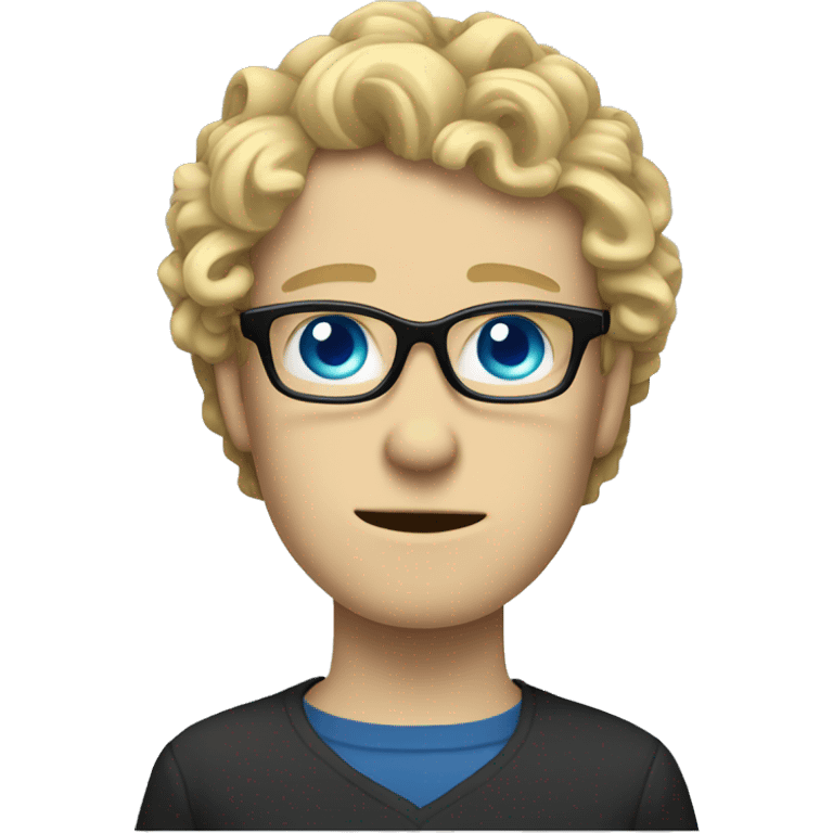 long curly blonde hair white guy with blue eyes and glasses who is emo emoji