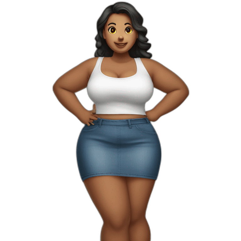 Curvy girl in skirt сидит на корточках emoji