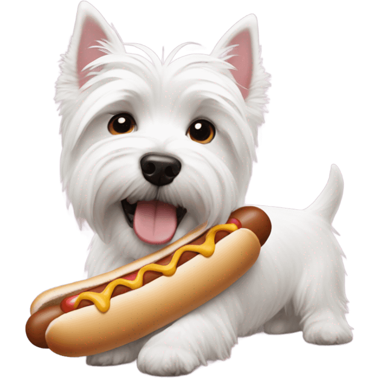 Westie with a hot dog emoji