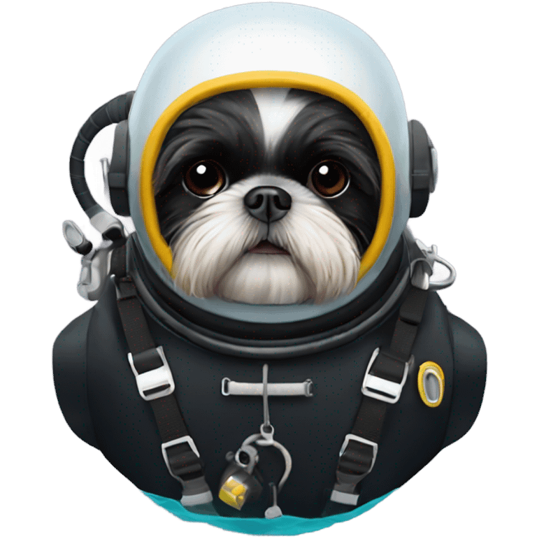 Black Shih tzu as scuba diver emoji