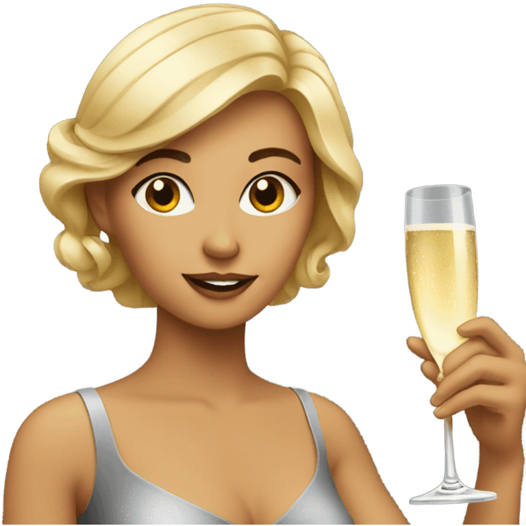 woman with champagne emoji