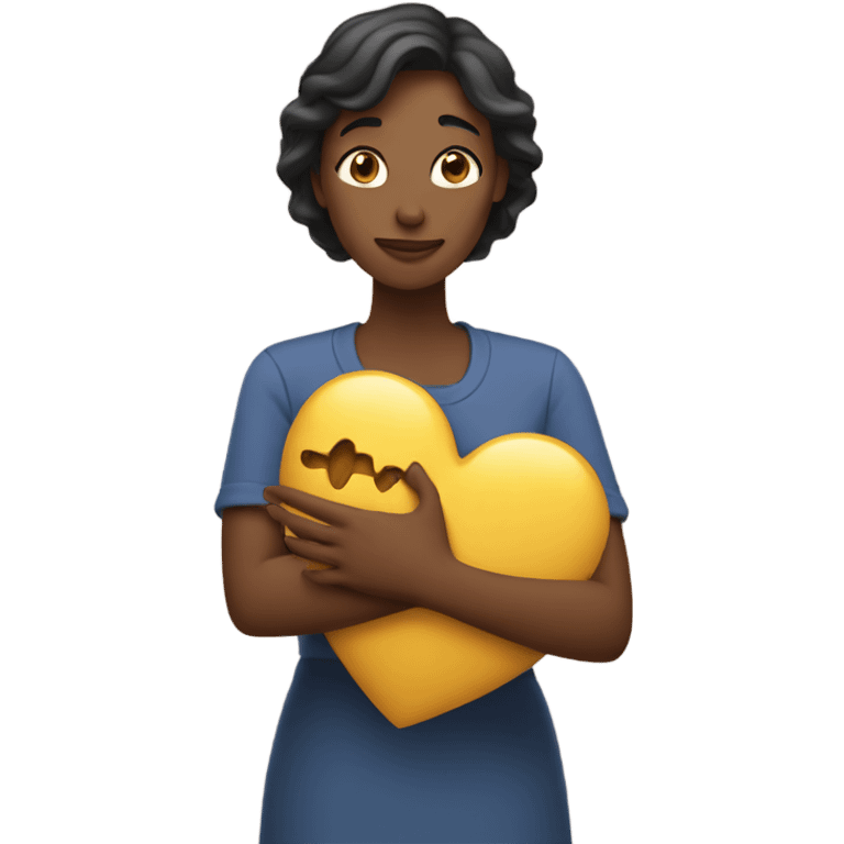 Mother holds her heart in her arm emoji