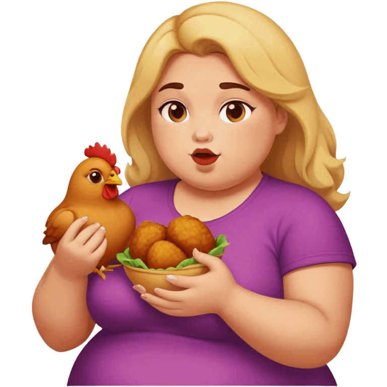 Fat girl eating chicken emoji