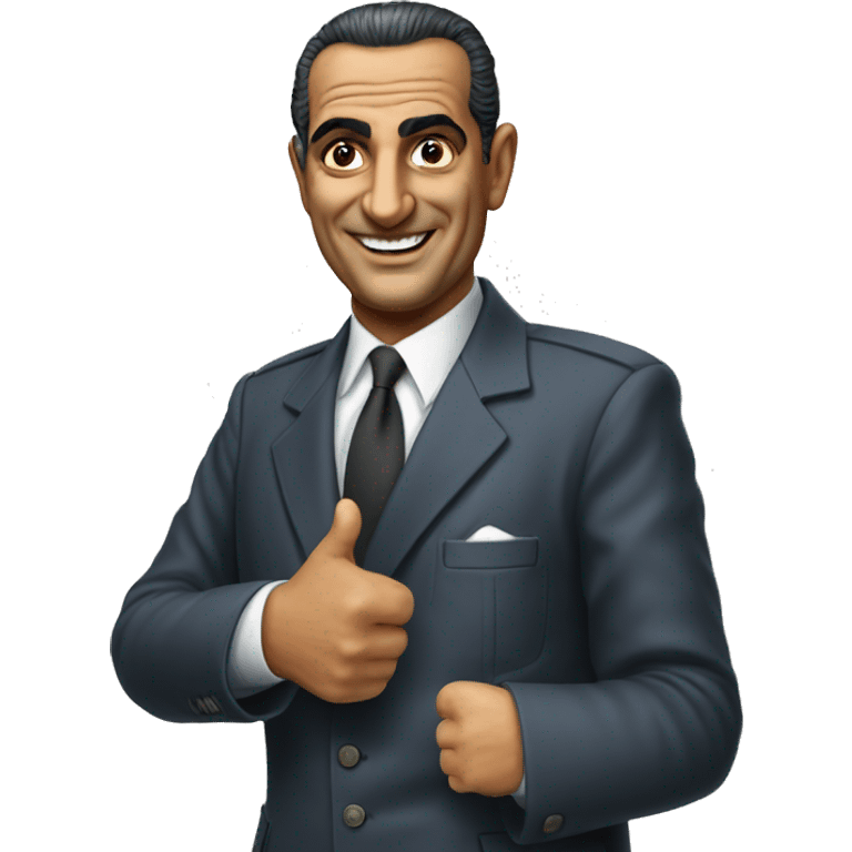 photorealistic Gamal Nasser shows thumbs up emoji