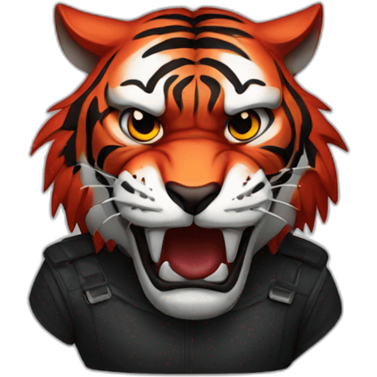 black angry red gloomy tiger emoji