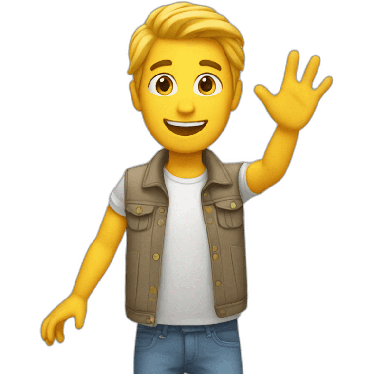 Guy with waving hand emoji