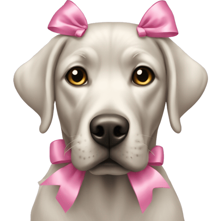 Silver labrador with pink bows emoji