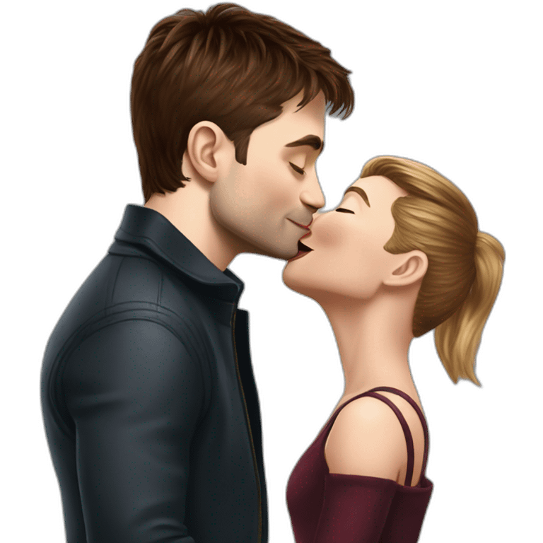 Daniel Radcliffe kissing Elon Musk emoji