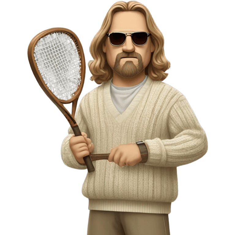 Big Lebowski playing tennis in Pendleton westerly sweater from the movie emoji