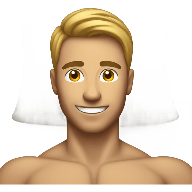 smiling male on bed with abs emoji