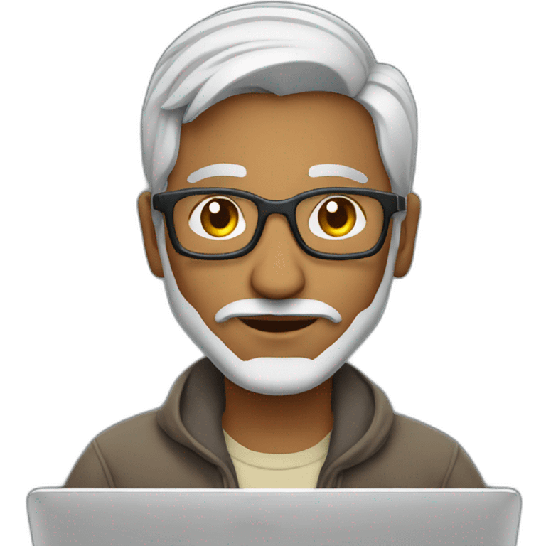 Aged 40 Indian Guy coding on the laptop emoji